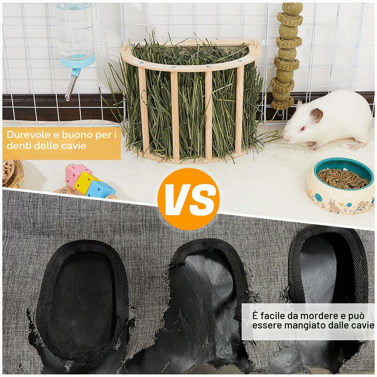 Hay Rack in Legno, Mangiatoia per Fieno Conigli per Coniglio Cavia Cincillà Piccoli Animali