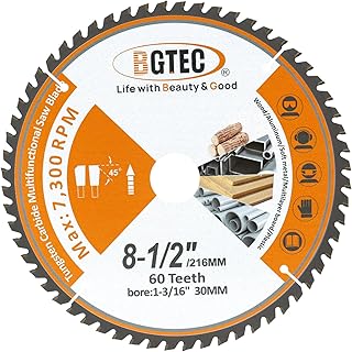 Lame de Scie Circulaire TCT Dents en Carbure Usage Général 216MM 60T Dics de Coupe Avec 30MM Arbor pour Bois Aluminium Plastique Cuivre BGTEC