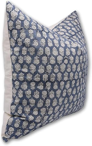 Miniatura 2 de Fundas de almohada de algodón de lona de pato con estampado de bloques de 14 x 14 pulgadas, fundas de almohada decorativas hechas a mano para sofá y