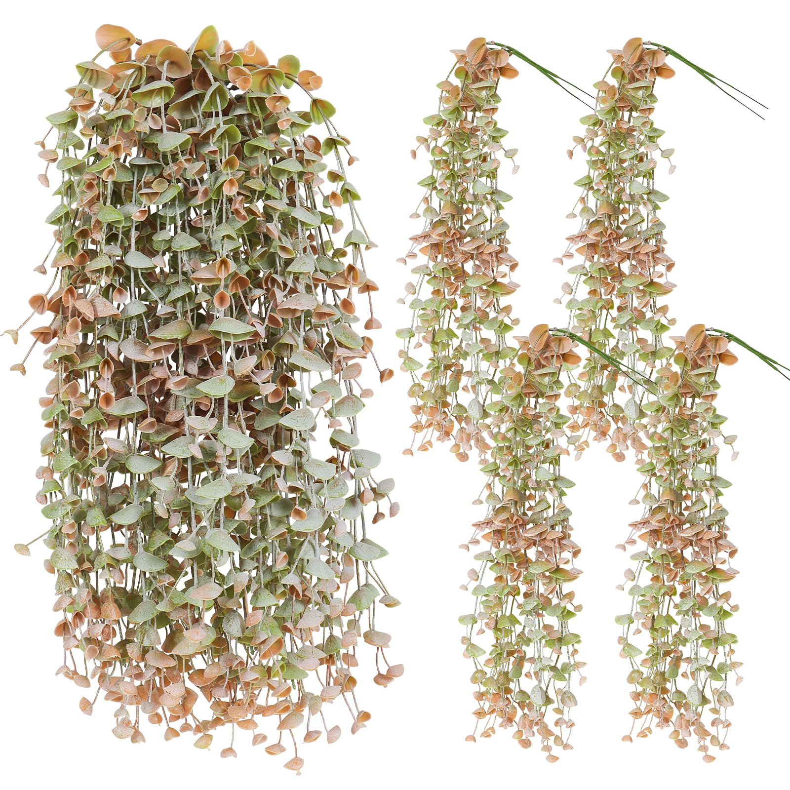 Photo 1 of RECUTMS 8Pcs Artificial Hanging Eucalyptus Plants 27.5" Green Orange