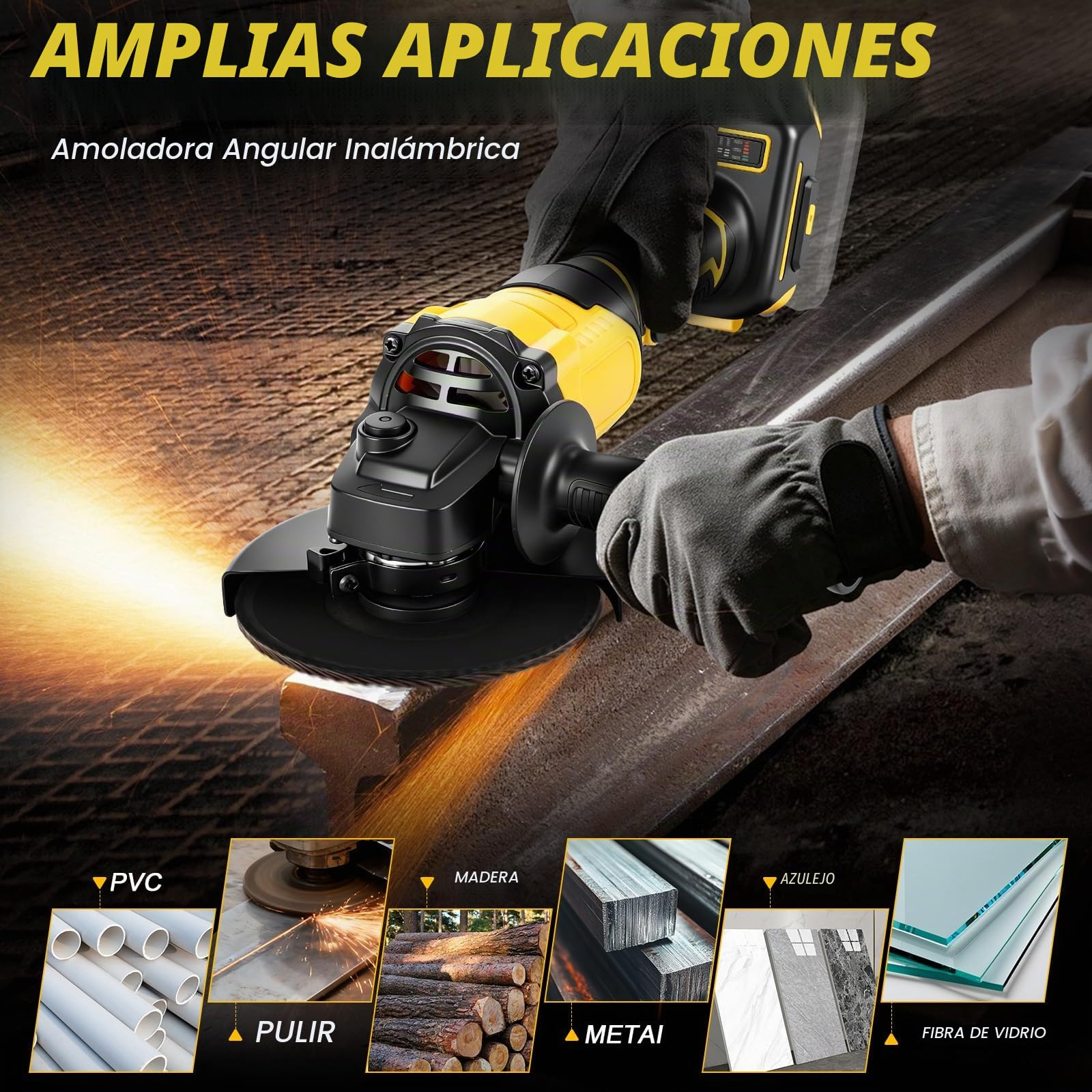 Roadtime Amoladora angular sin escobillas para DeWalt de 20V(sin batería)