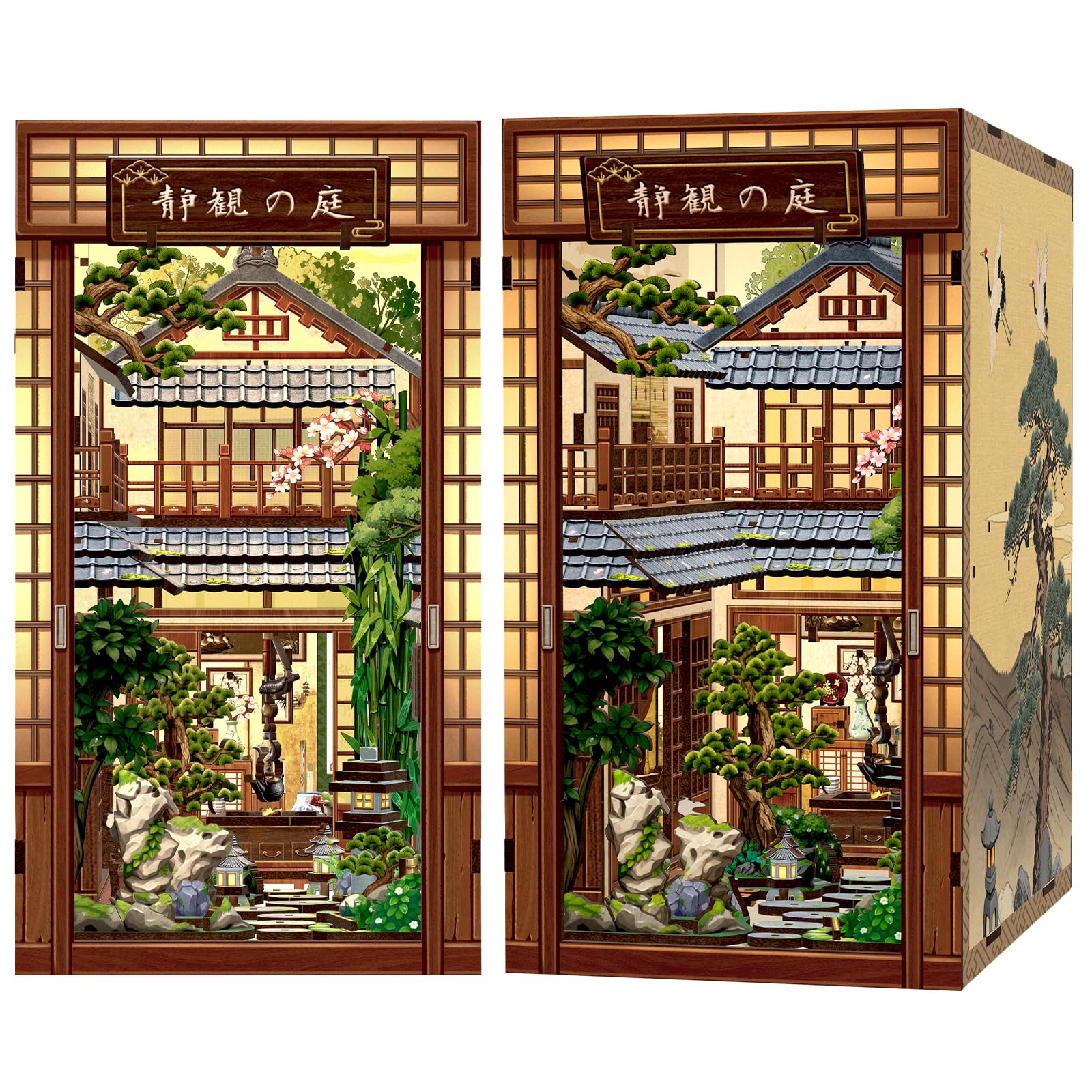 Cutefun Japanese Book Nook – DIY Miniature Kit for Adults – Japan 3D Wooden Puzzles for Adult – Craft Gift for Book Women Puzzle Lovers (Serene Courtyard)