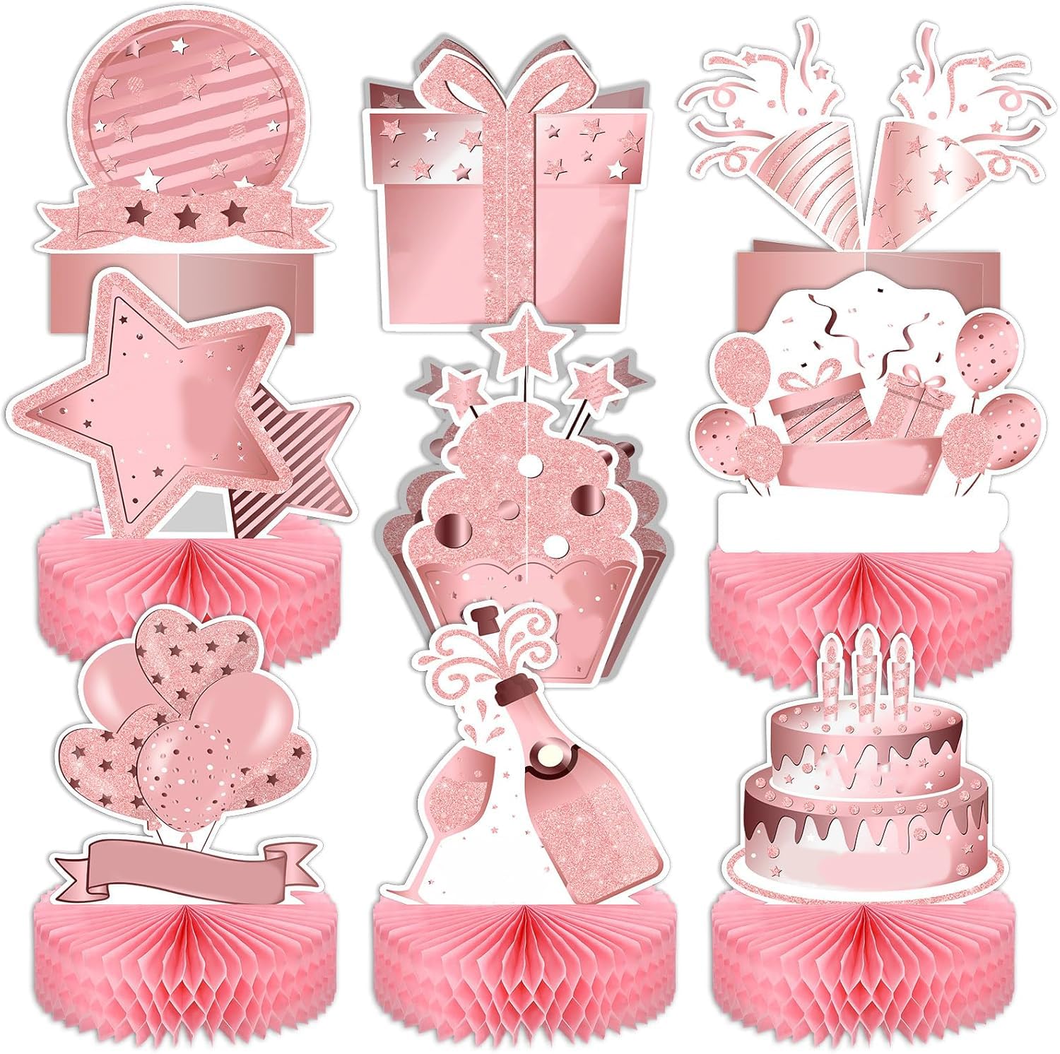 Ou Guan 9pack Disne Princess Party Honeycomb Centerpiece Table Decorations Disne Princess Theme Birthday Party Supplies