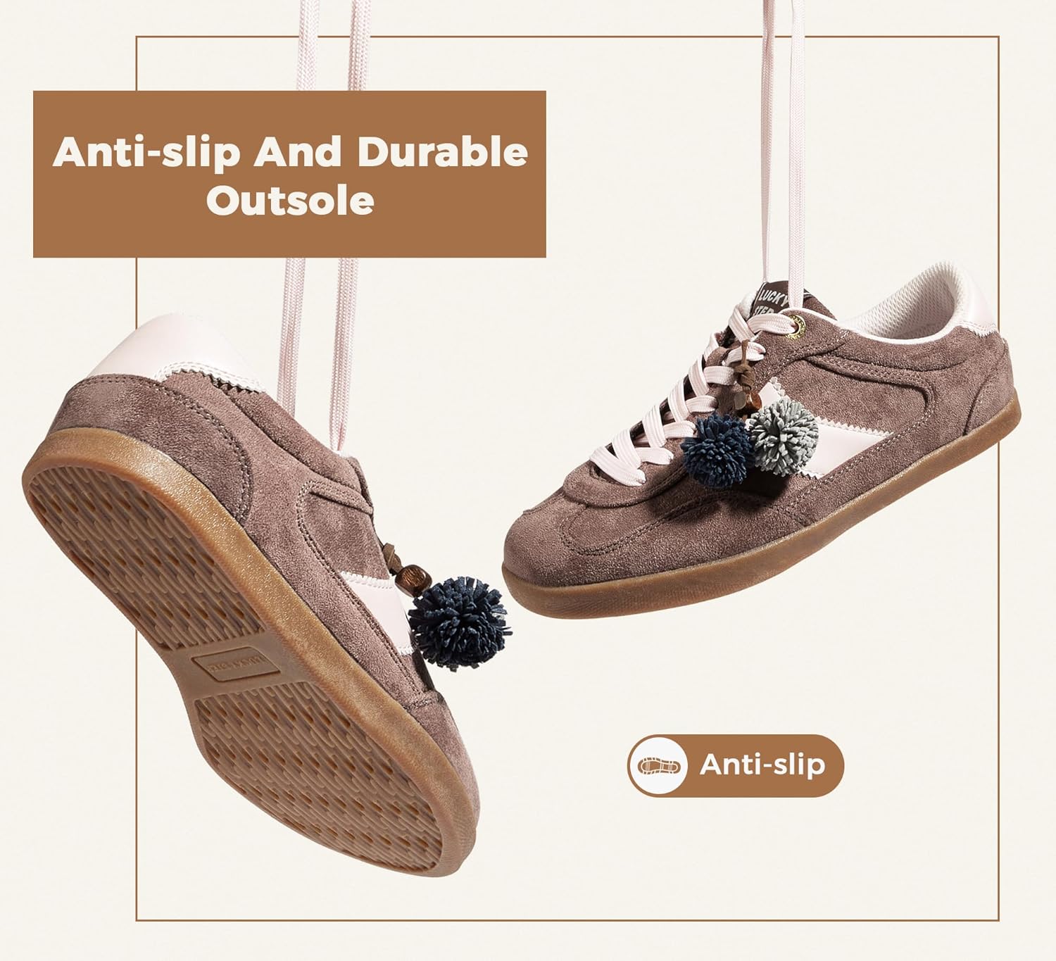 LUCKY STEP Women Classic Retro Sneakers Fashion Gum Sole Casual Faux Leather Walking Shoes Anti Slip Comfortable Tennis Trainers - Image 5