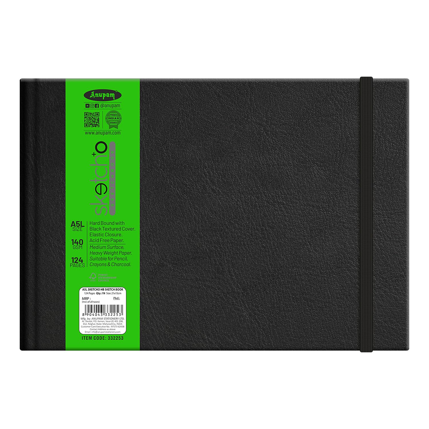 Anupam SketchO Sketchbook Hardbound | Landscape Opening | A5 Size | 140 GSM, 128 Pages | Acid Free Natural Shade Paper with Elastic Closure for Artists & Professionals (Pack of 2)-image-45