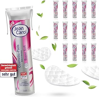 Jean Carol Duo-Wattepads Super soft, rund, Vorteilspack (15x 60 Stück)- Perfekt zum Abschminken & Reinigen - Fusselfreie, extra weiche Baumwollpads - made in Germany