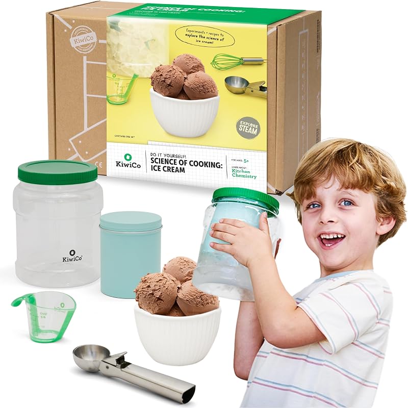 KiwiCo Science of Cooking Ice Cream Kit - STEM Chemistry Set for Ages 5+ | Reusable STEM learning kit for hands-on science fun; a creative gift idea for kids ages 5+ who love cooking and experiments
