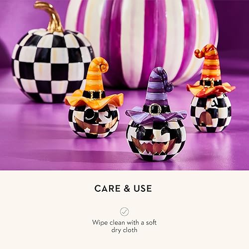 Miniatura 5 de MACKENZIE-CHILDS Mini calabazas Happy Jack, decoración de Halloween de resina para decoración del hogar, juego de 3