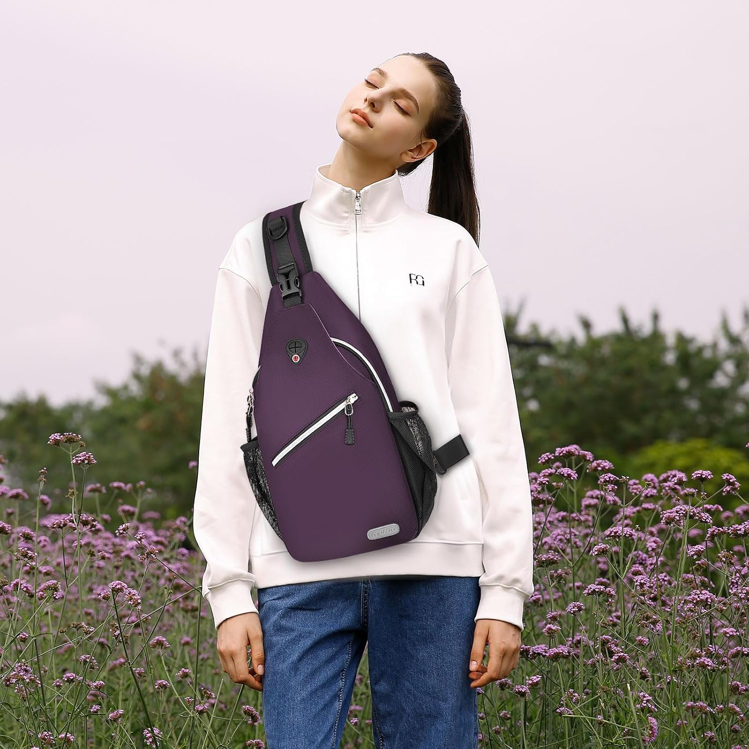 MOSISO Small Sling Bag for Women Men, Casual Crossbody Shoulder Bag, Sling Backpack Chest Daypack forTravel Hiking