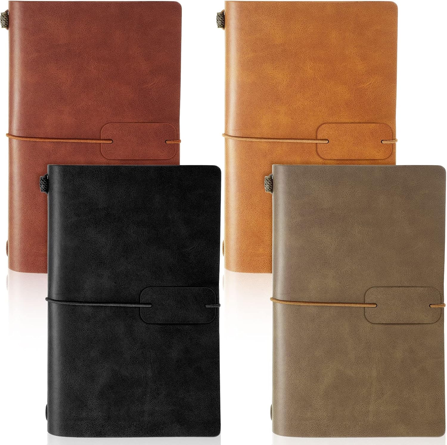 Epakh 4 Pack Vintage Travel Notebook Leather Journal Notebooks Refillable Journal Diary Planner PU Leather Lined Note Book Writing Journal for Men Women, 4.72 x 7.87 Inches, 80 Sheets/ 160 Pages