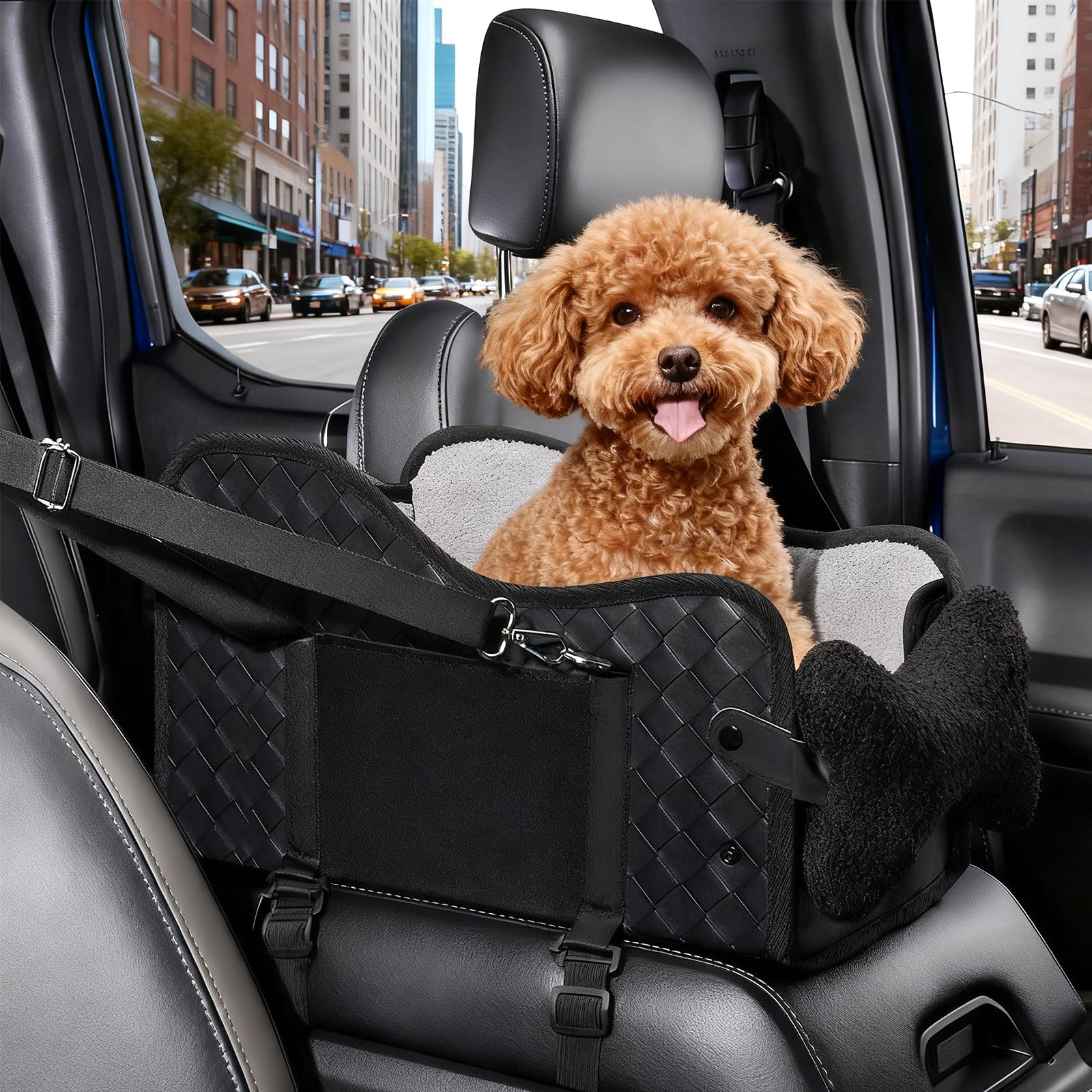 Seggiolino auto per cani di piccola taglia, per cani di piccola taglia, con cintura di sicurezza, cuscino morbido regolabile, lettino portatile per animali di piccola taglia