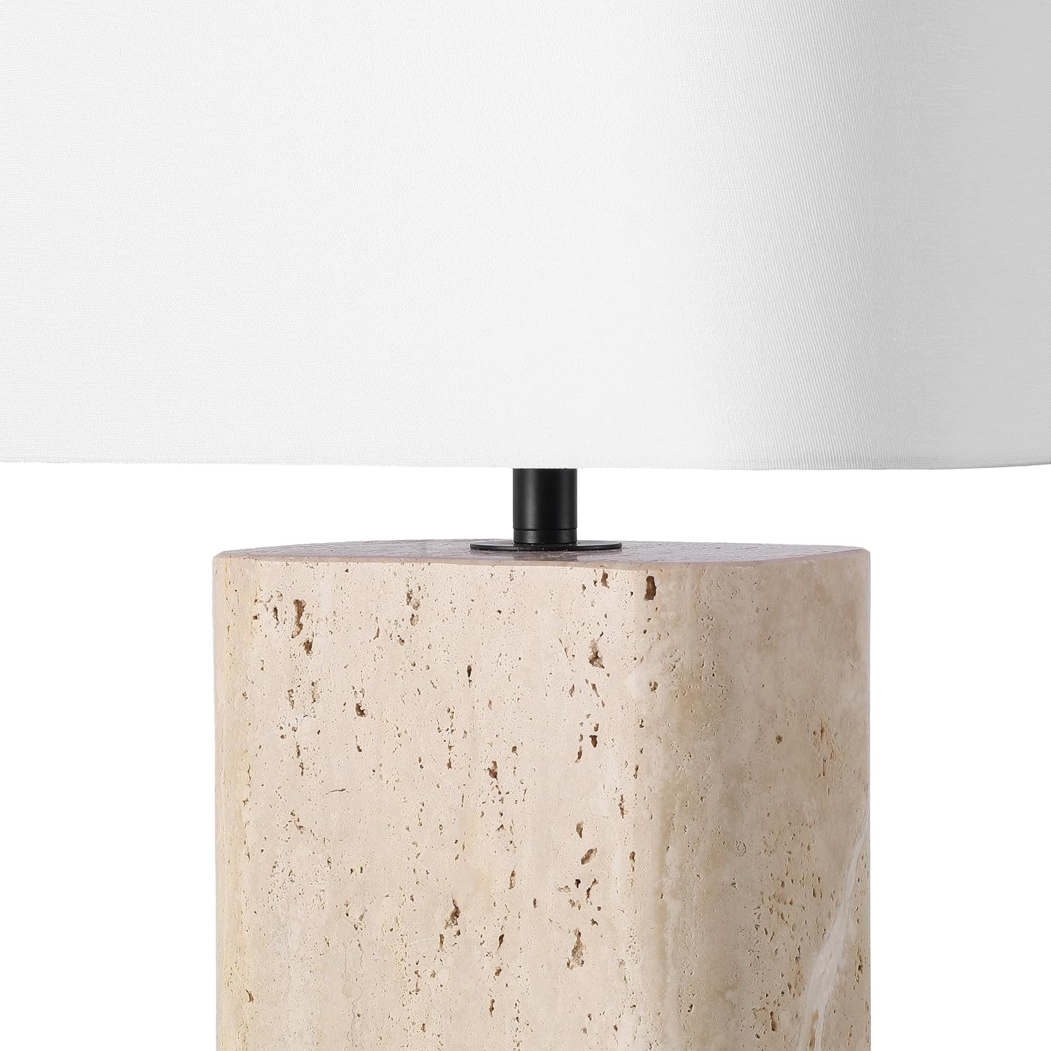 SAFAVIEH Couture Lighting Collection - Lisabryna Travertine Table Lamp with White Shade, 22" Modern Bedside or Living Room Light, Dimmable with LED Bulb (CTL1094A)
