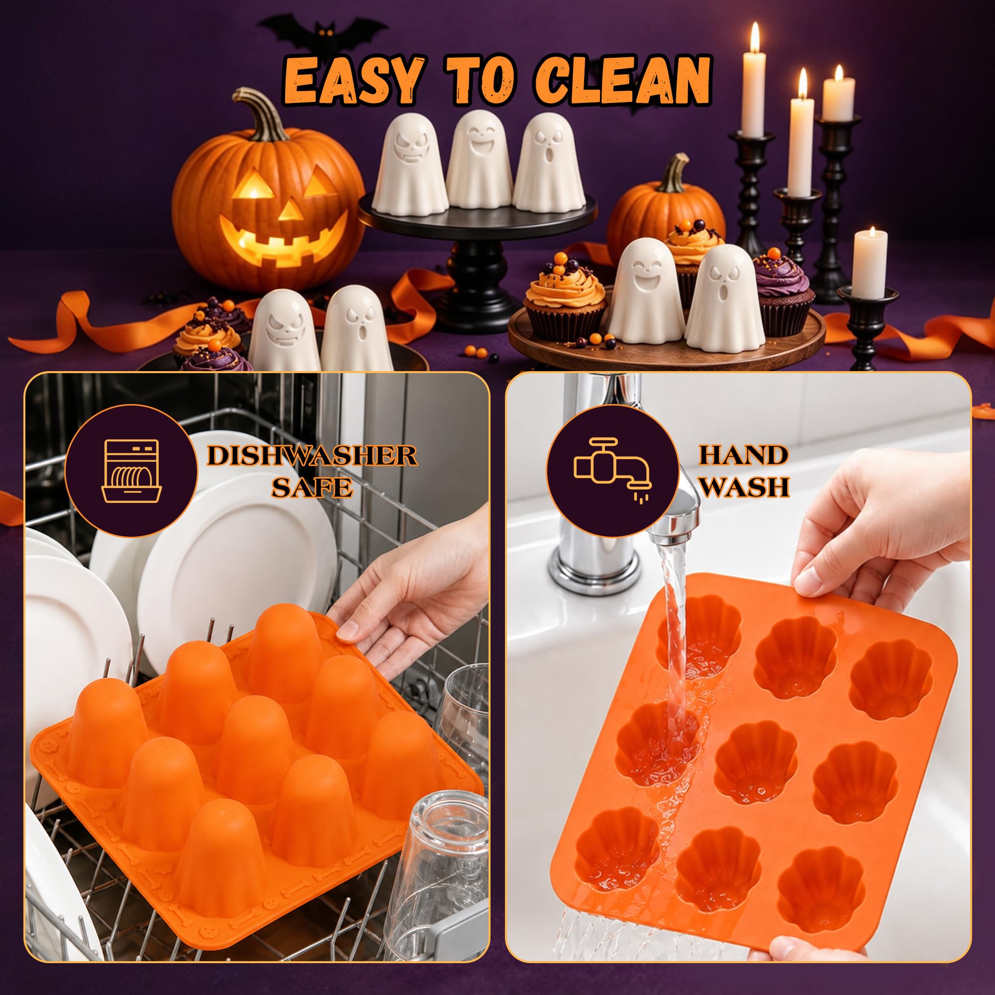 Halloween Silicone Molds - 2 Packs Ghost Molds -6 Halloween Silicone Molds - 2 Packs Ghost Molds -6