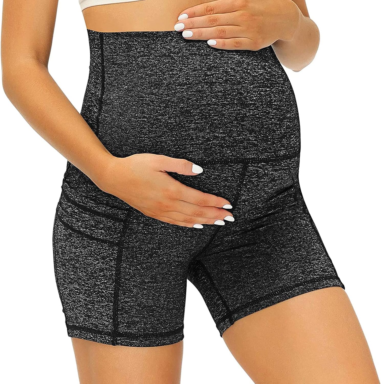 Women Maternity Yoga Pants Belly Lift Short Trousers with Side Pockets Versatile Soft Comfortable Pregnant Leggings at  Women’s Clothing store