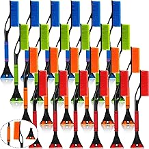 Uiifan 12 Pcs 24" Snow Brush and Ice Scrapers for Car Windshield Windows Detachable No Scratch Scraper for Ice and Snow Removal Winter with Foam Grip Trucks SUVs (Red,Orange,Blue,Green)