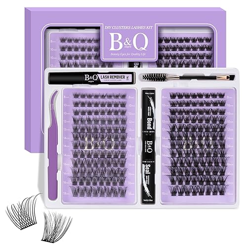 B&Q - Kit de extensiones de pestañas postizas, 192 piezas (Kit B01+B10, 8-18 MIX)