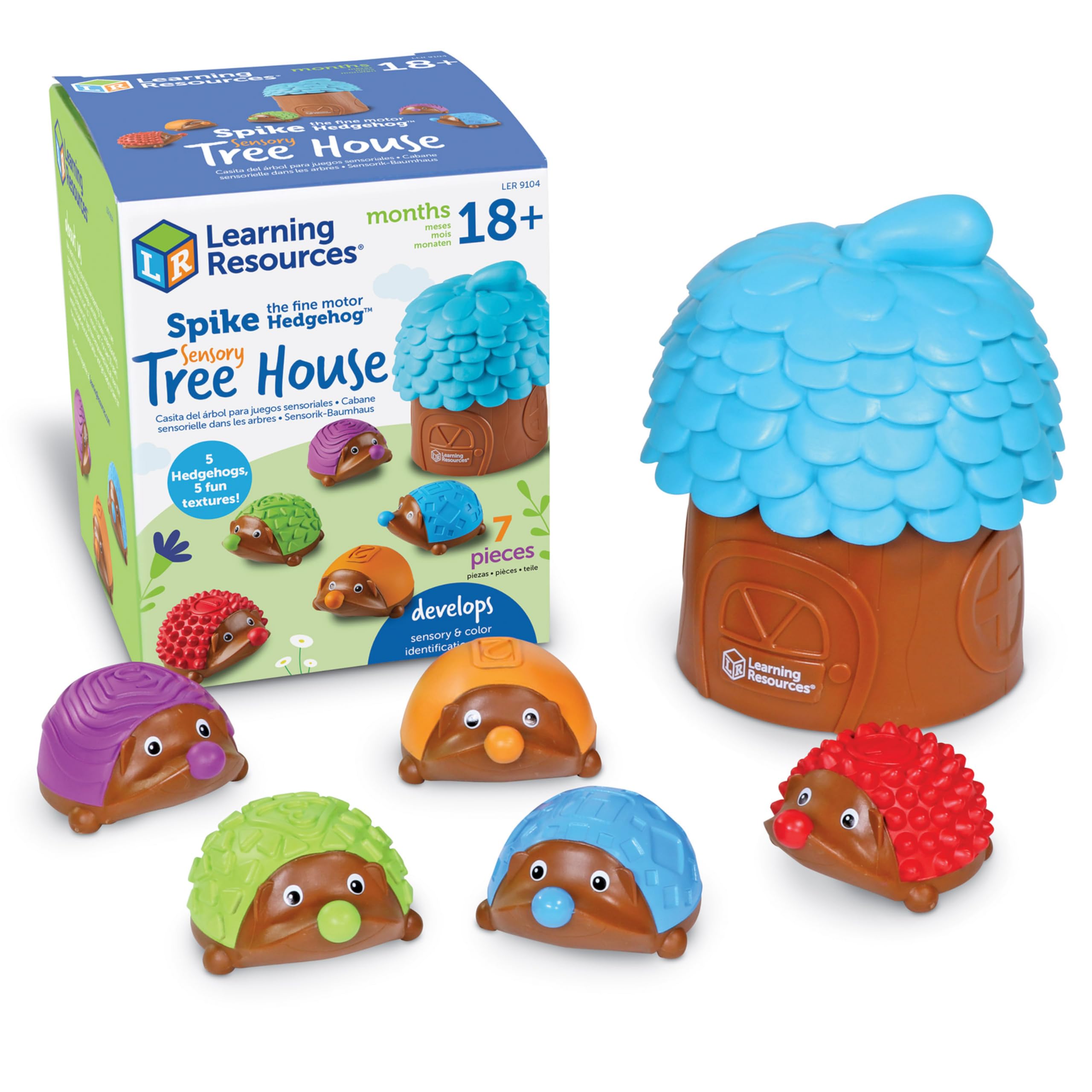 Learning Resources Spike the Fine Motor Hedgehog Sensory Tree House - 7 Pieces, Ages 18+ months Fine Motor and Sensory Toy, Toddler Educational Toys, Montessori Toys