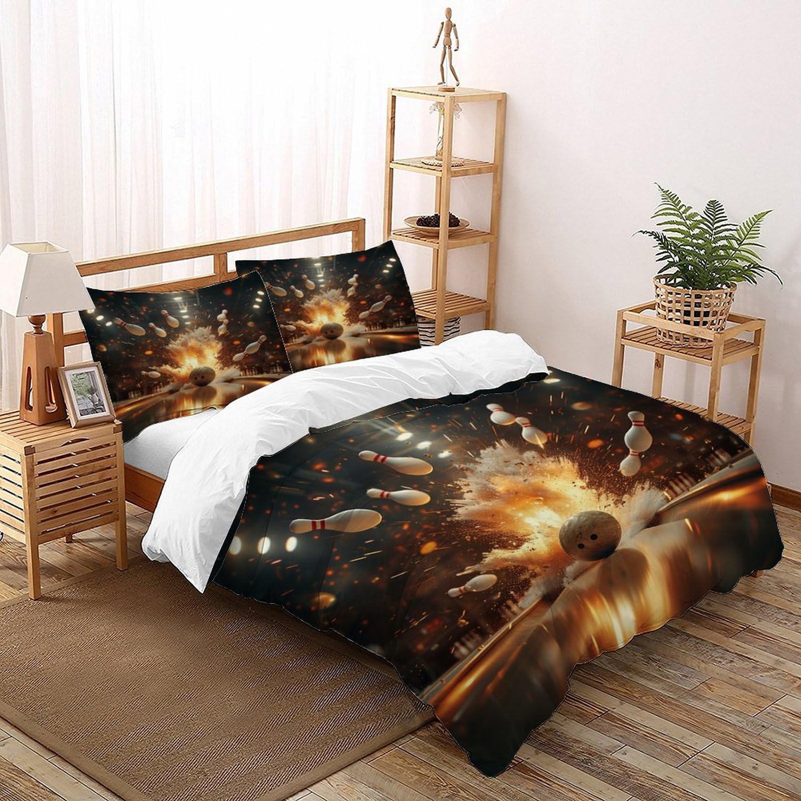 Housse de couette motif imprimé relief 3D avec 2 taies d'oreiller