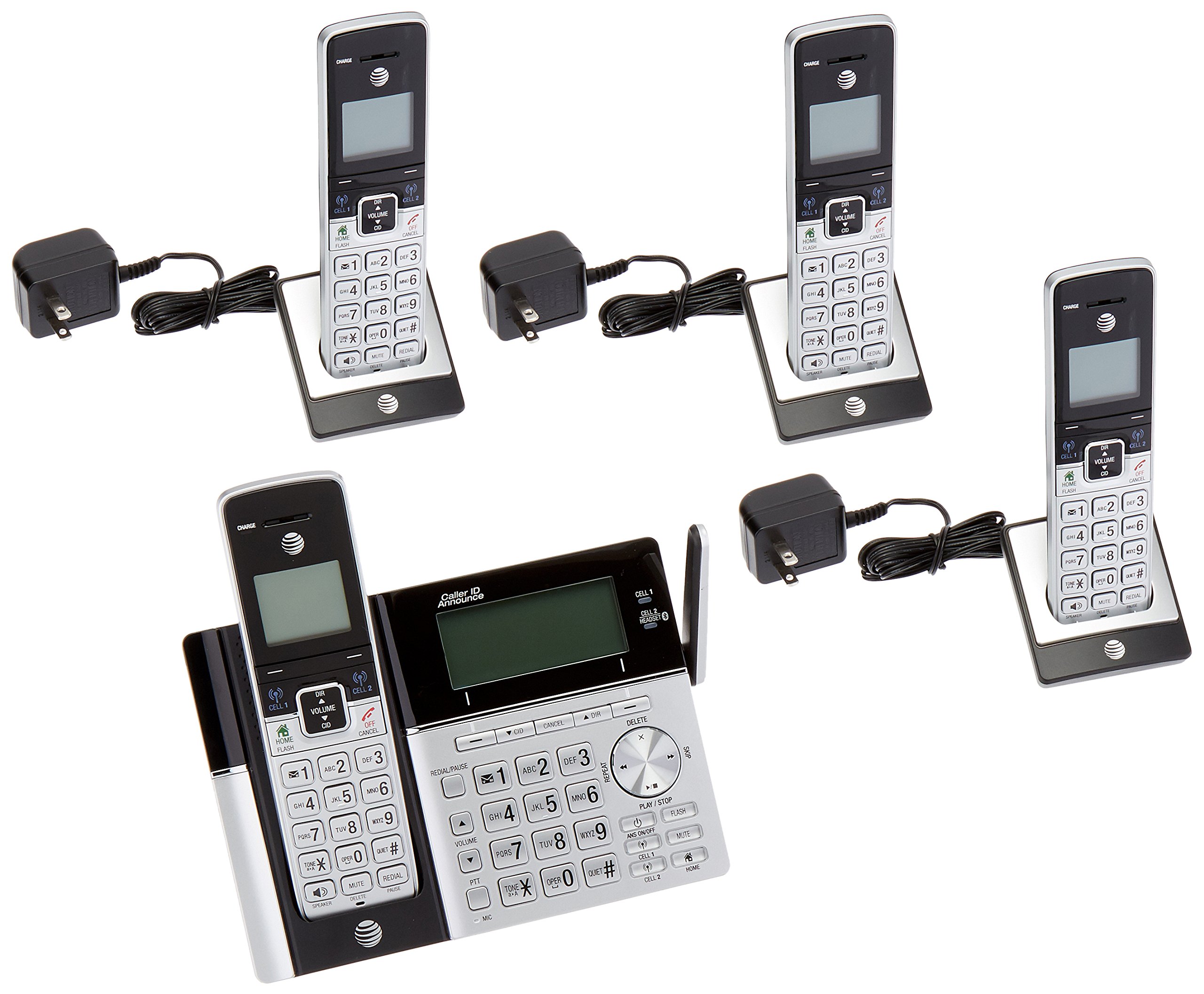 AT&T ATT-TL96423 dect_6.0 4-Handset Landline Telephone, Silver