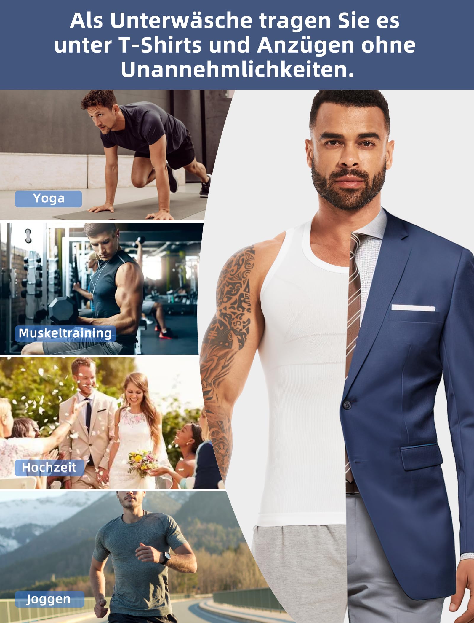 MISS MOLY Shapewear - Camiseta de compresión para hombre, sin mangas, moldeador de cuerpo, elástico, para el abdomen