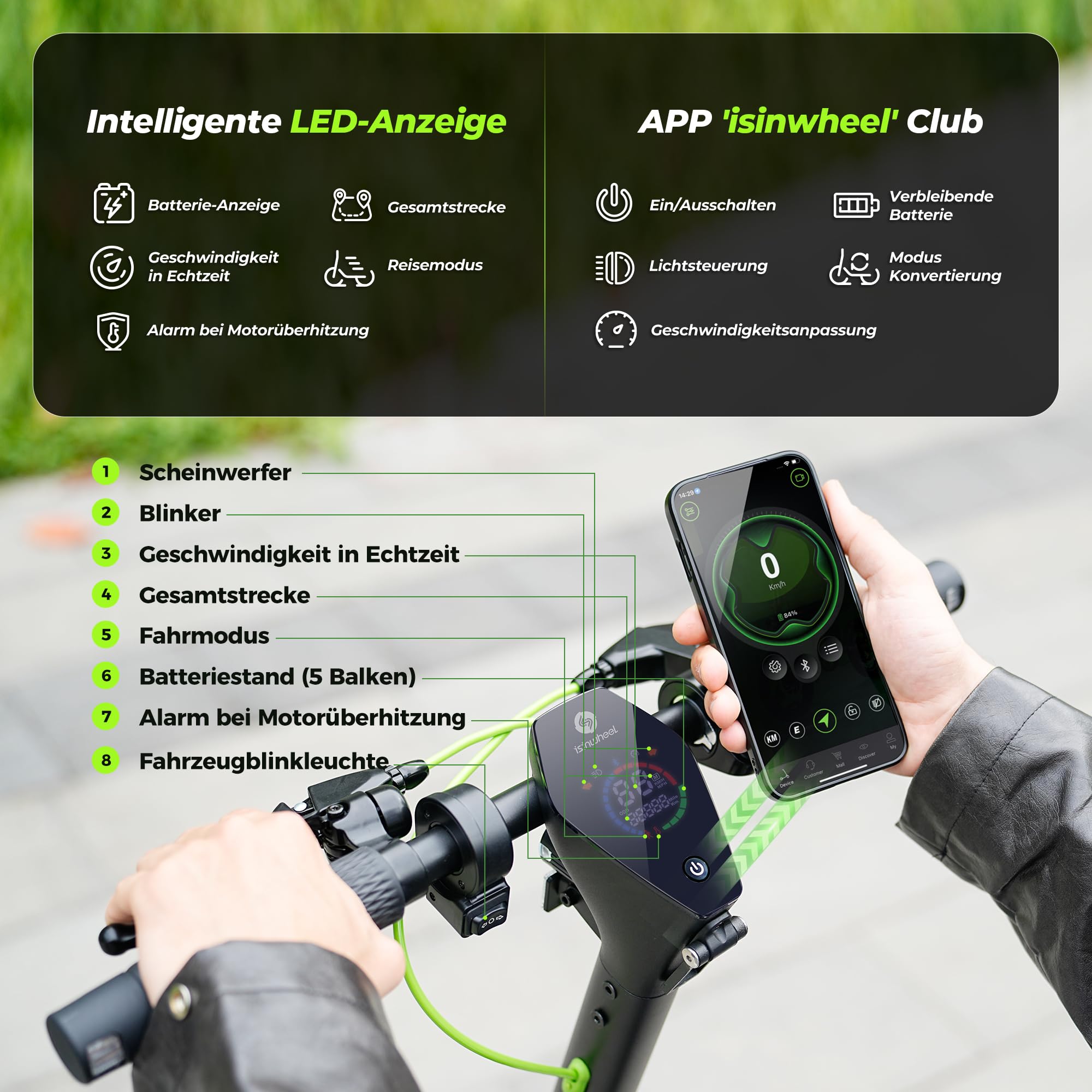 E Roller mit Straßenzulassung, Max 60KM Reichweite E Scooter mit Blinker, 10 Zoll Elektroroller mit Dämpfung und APP, Faltbarer Elektro Scooter bis 120KG, 500W Elektro Roller Erwachsene für Pendeln