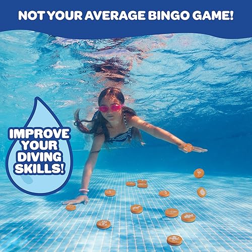 Miniatura 2 de Juego de buceo de bingo en la piscina para niños, juguete de edición divertida para fiesta de verano, bucea y llama 30 "números" con temática de