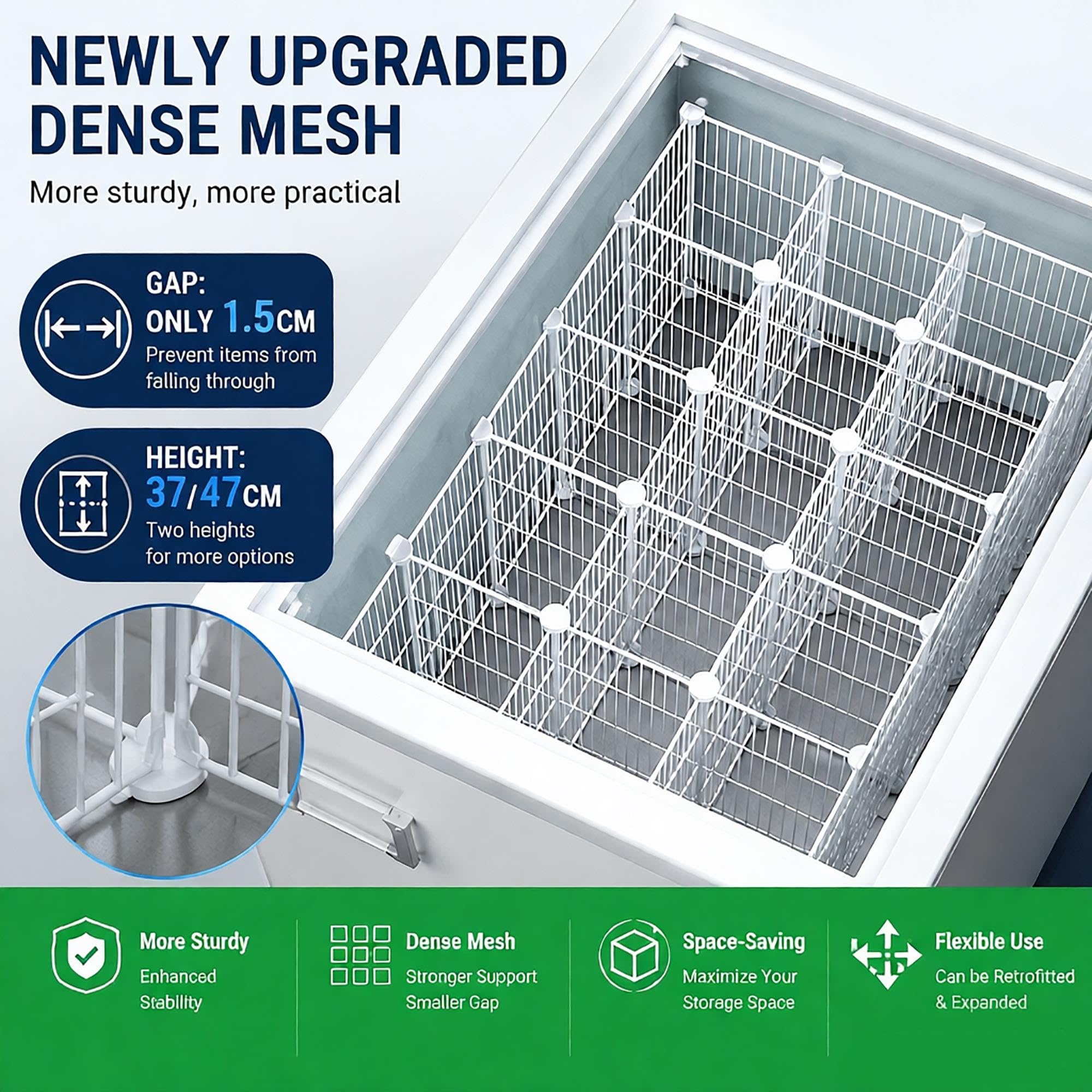Genérico Pack 7 Cestas Organizadoras Congelador, Cestos de Alambre | For clasificación de alimentos en gabinete de despensa y refrigerador vertical(16.5x18.3x8.5in(420x465x215mm))