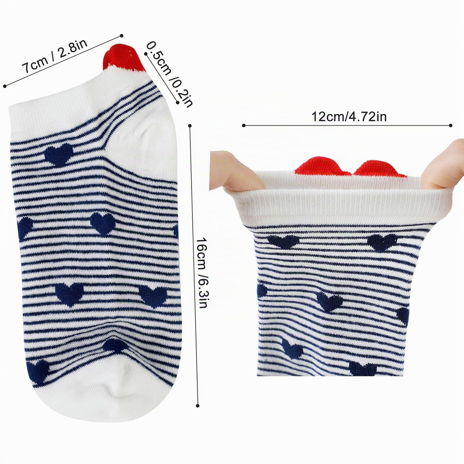Chaussette Femme Coeur Fantaisie Chaussette Femme Courte 6 Paires Chaussettes Invisibles Femme Sport 36-39 Coton Soquette Femme
