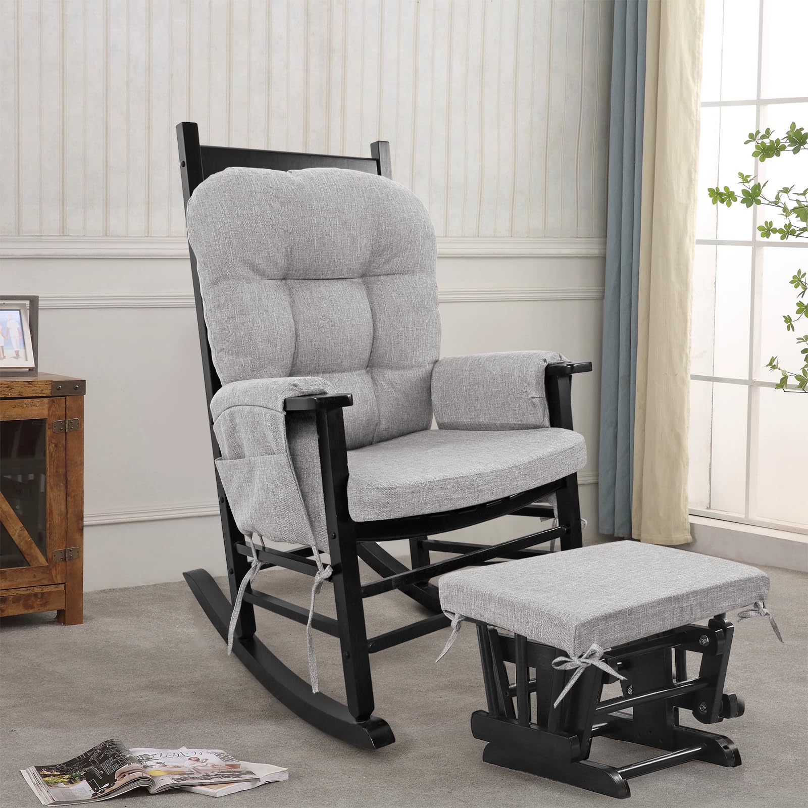 Ottoman Wingback Glider Chair Glider With Cushions Replacement