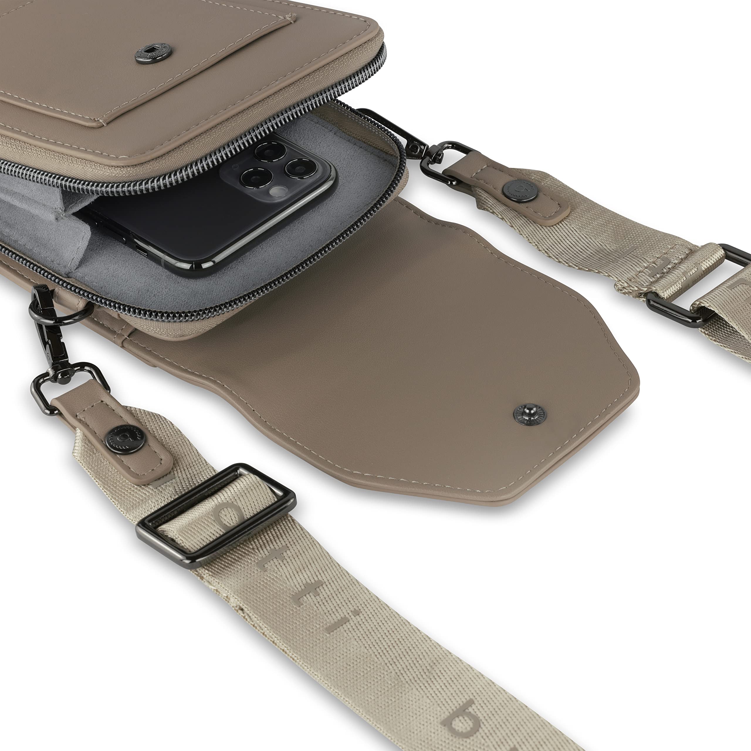 bugatti Almata Umhänge-Geldbörse mit Smartphone-Fach, Crossover Tasche für Damen, sand