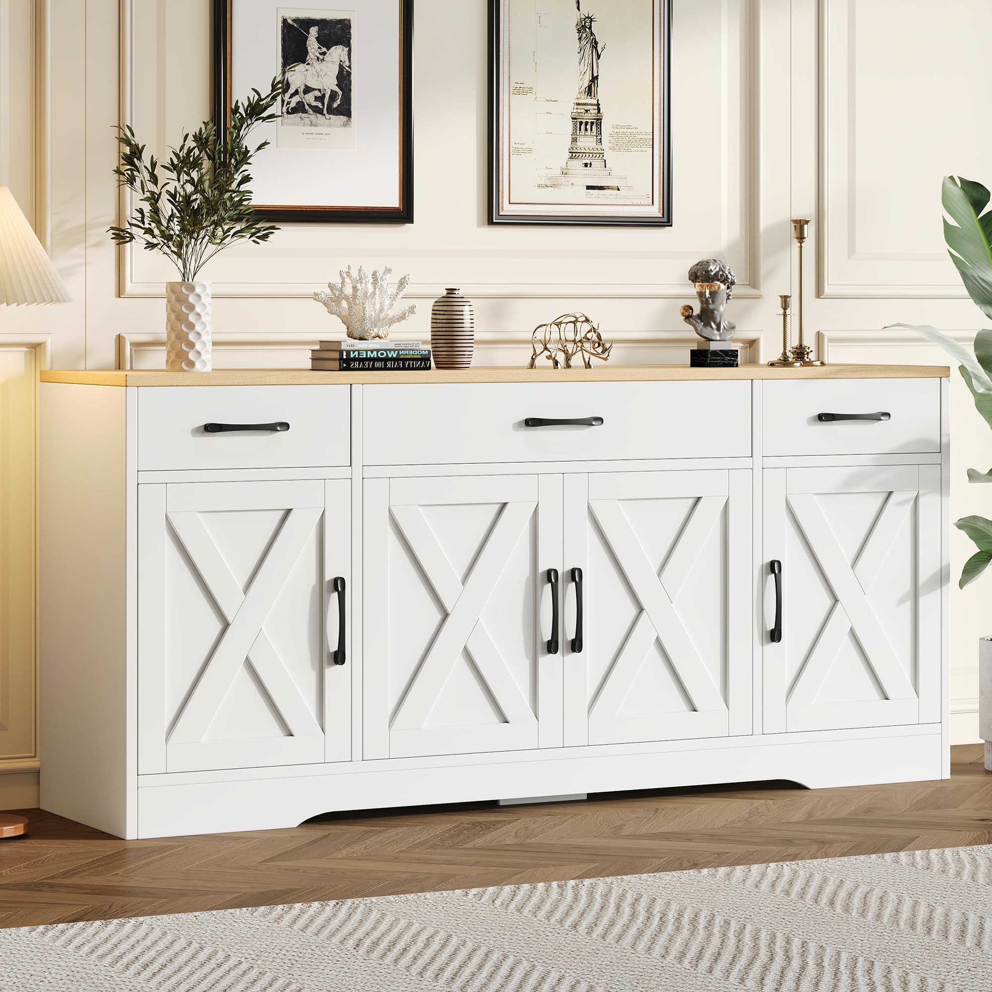Credenza moderna per il soggiorno, 160x37x75cm, mobile multifunzionale in legno, mobile soggiorno, credenza soggiorno, cassettiera bianca, mobile ingresso, madia