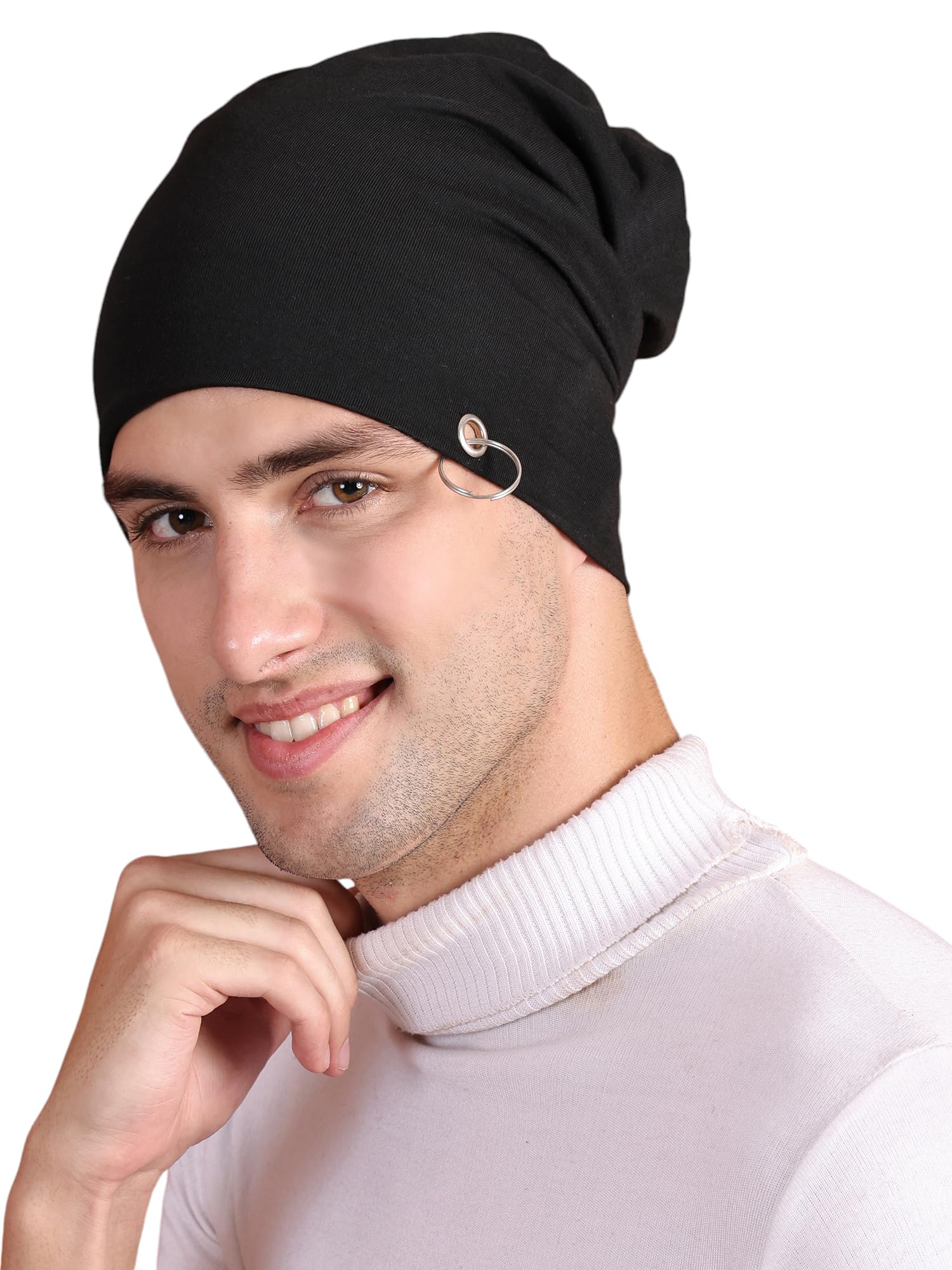 Sponsored Ad - Men's Beanie Cap (Ring_Cap_Black_01_Black_Free Size)