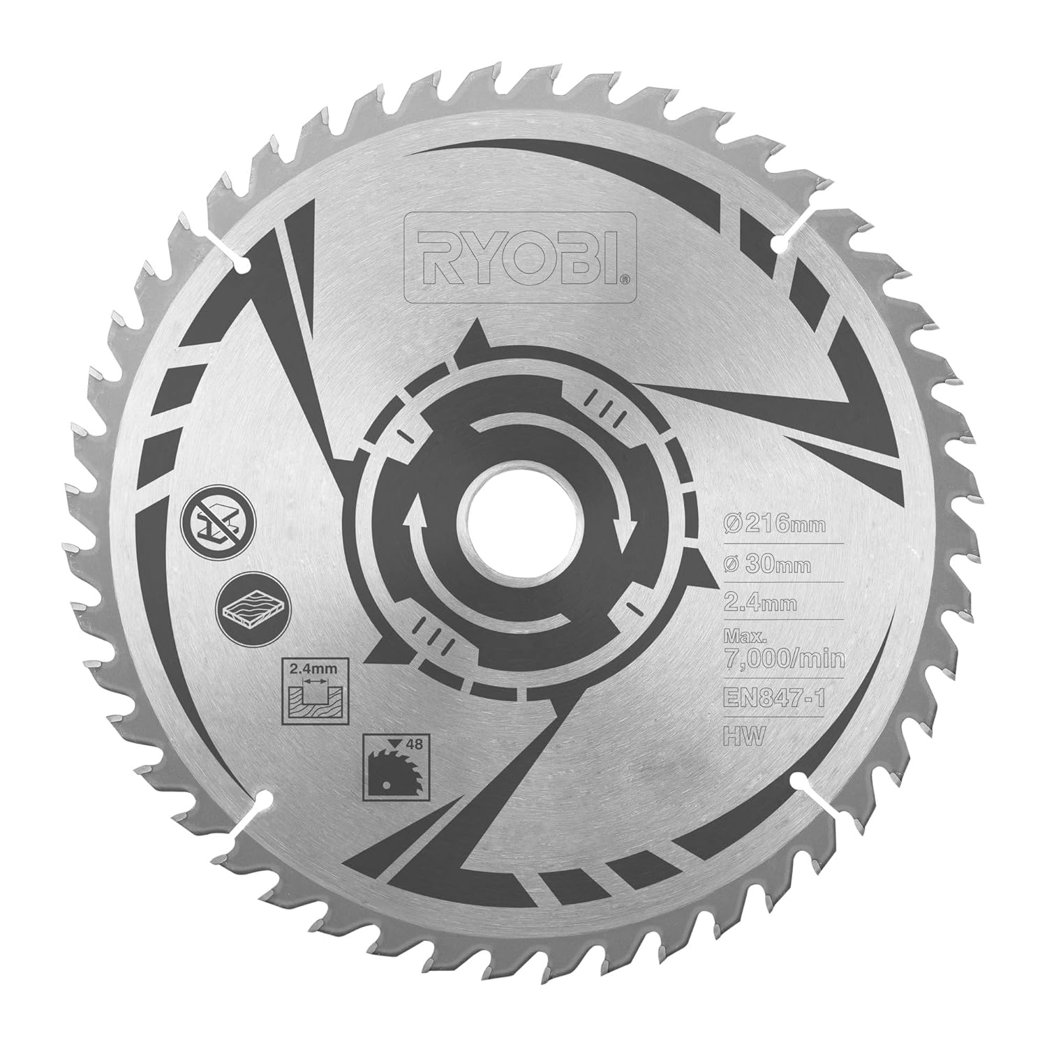 Ryobi SB216T48A1 48 Tooth TCT Mitre Saw Blade, 216 mm