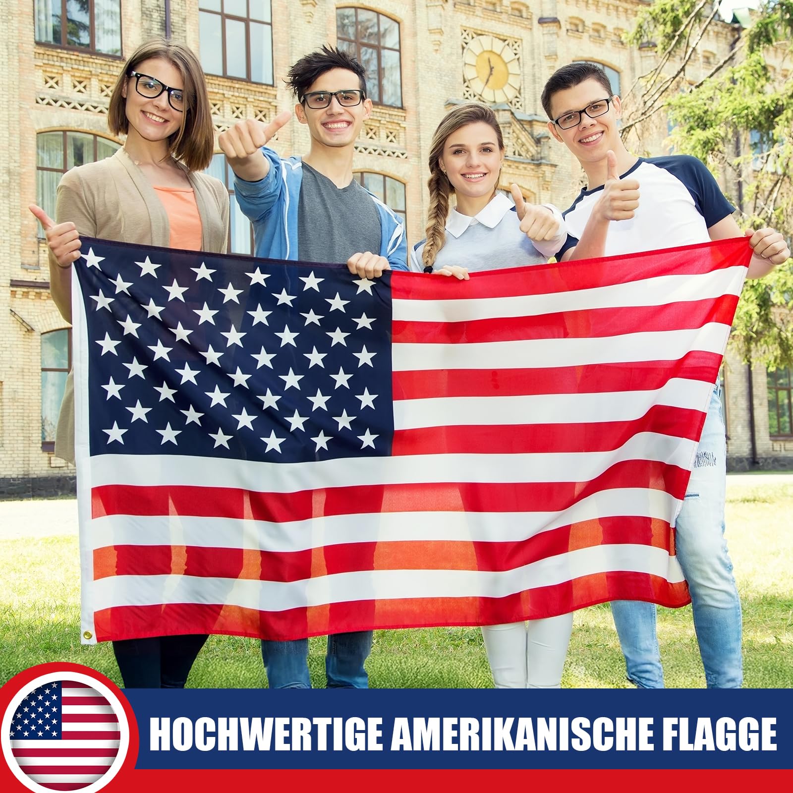 Flaga amerykańska • Flaga USA klasy premium, 90 x 150 cm, z mosiężnymi oczkami, do użytku wewnątrz i na zewnątrz, odporna na warunki atmosferyczne i 100% poliester – idealna dla wszystkich miłośników