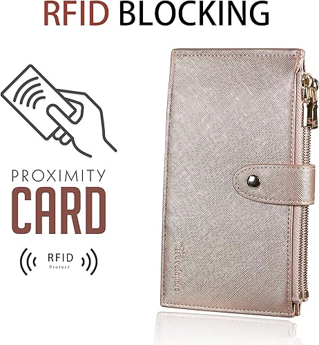 Miniatura 3 de Travelambo RFID Billetera de mujer con varios compartimientos para varias tarjetas con bolsillo con cierre, talla única