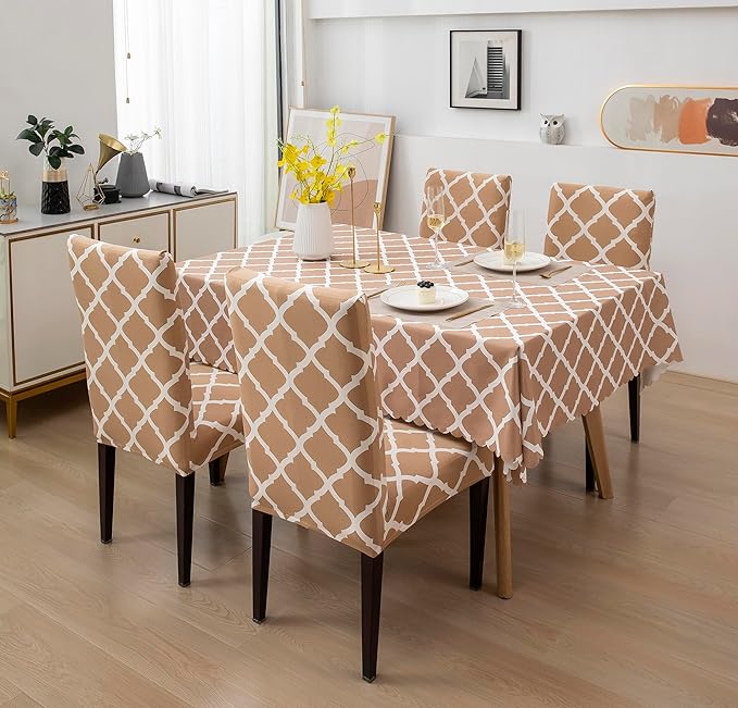 Buy House of Quirk Dining Table Cover Waterproof with 4 Chair Covers