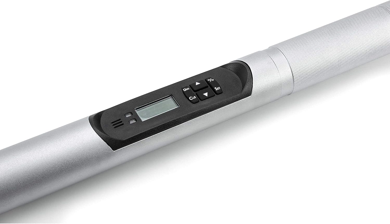 Worker using the electronic torque wrench on a large bolt