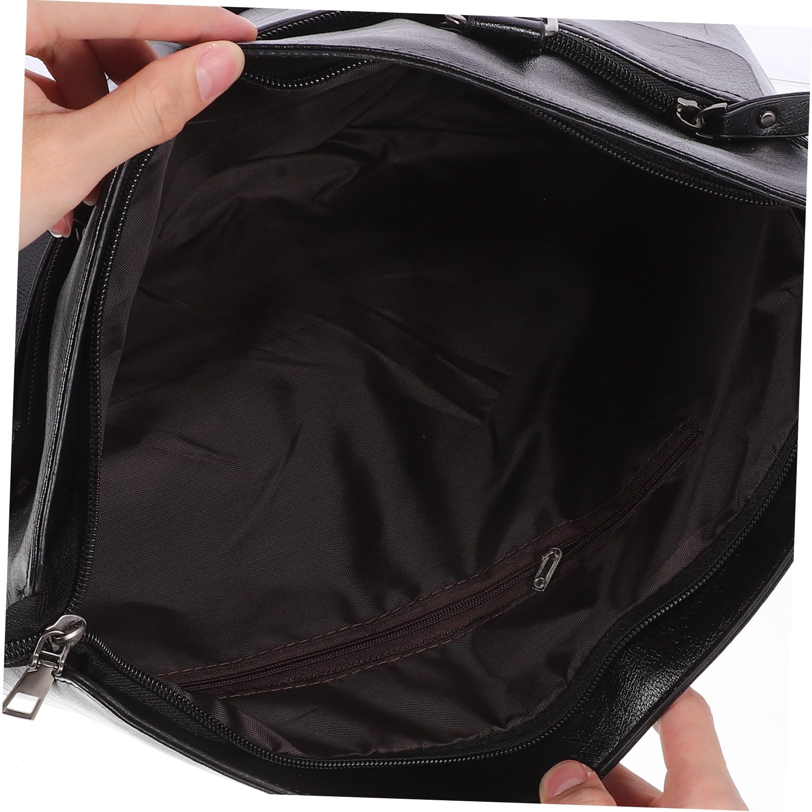 Maletín de Piel Sintética Negro para Ordenador Portátil Doble Asa y Múltiples Formas de Llevar, Bolso Bandolera Adecuado para Negocios y Viajes