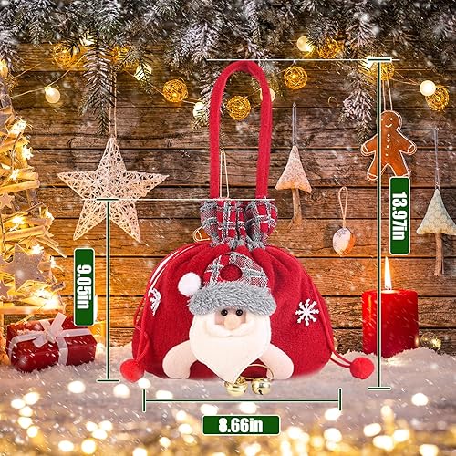 Miniatura 6 de Armilem 3 bolsas de regalo de Navidad para muñecas, bolsas de regalo de muñeca de punto de Navidad, bolsas de regalo con cordón de Navidad, bolsa de