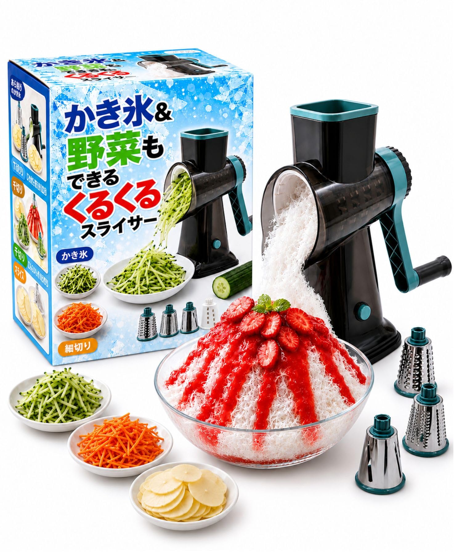 Amazon | Medichef 野菜スライサー 回転式 千切りスライサー 手動 4種
