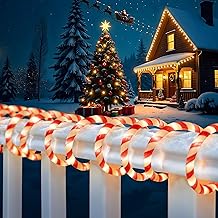 Toodour Christmas Candy Cane Lights, 50ft 360 LED Candy Cane Rope Lights Outdoor with 8 Modes, Connectable, Timer, Waterproof White & Red Christmas Light for Garden Patio Bedroom Party Xmas Decor