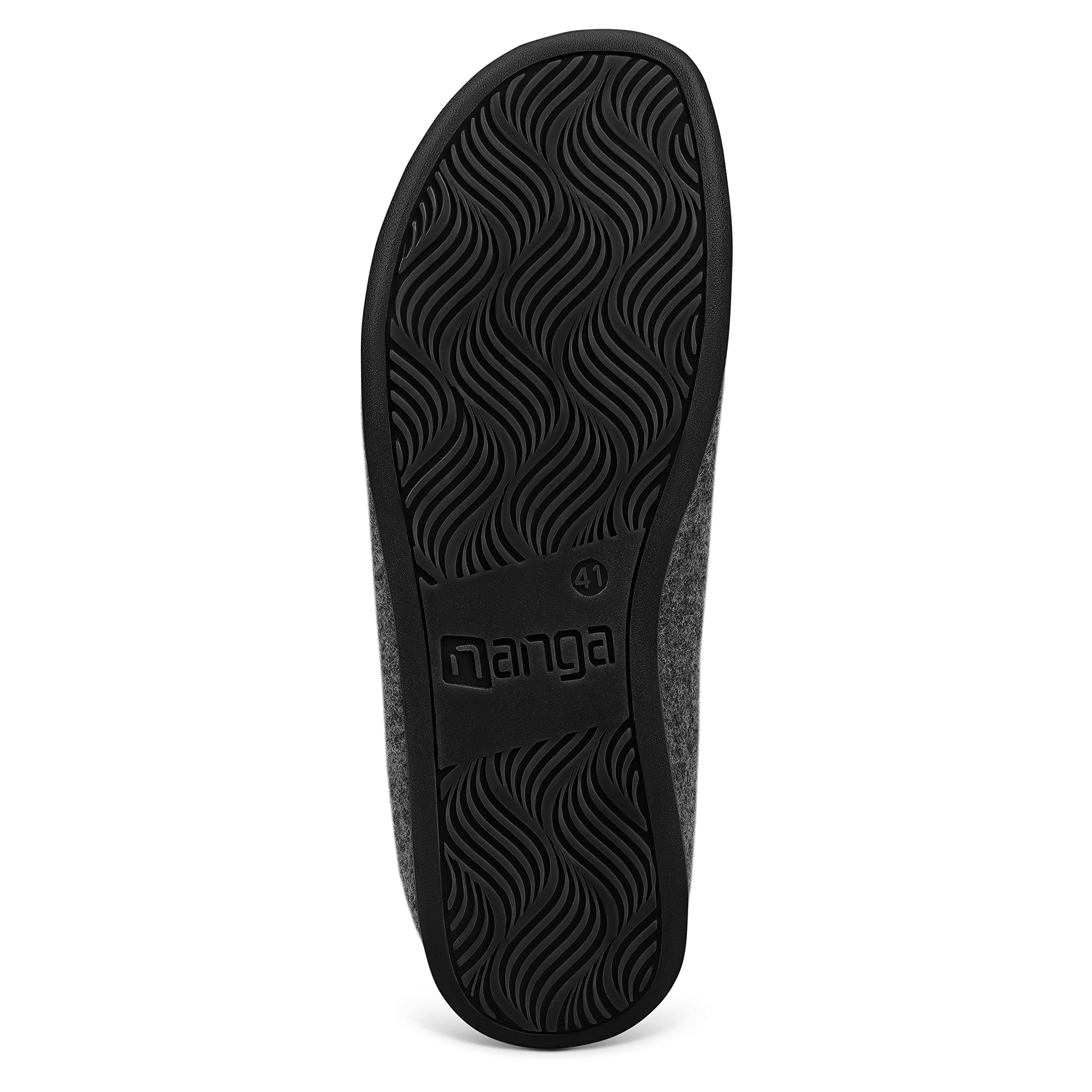 Nanga Erwachsene - Unisex Wool Slipper - Hausschuhe für Damen & Herren, Unisex Filz-Pantoffeln, Slipper mit Rutschfester Gummi-Sohle, Warme Pantoletten aus Wollfilz, Wechselfußbett schwarz 39