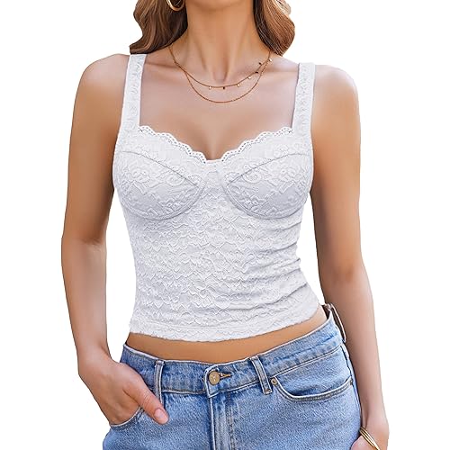 Avidlove Summer Lace Tank Tops Sweetheart Neck Crop Top Sleeveless Adjustable Strap Going Out 2025 Cami