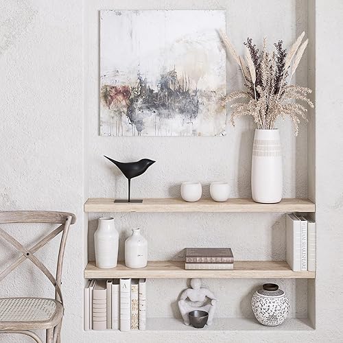 Miniatura 8 de Ballucci Juego de estantes flotantes extra anchos, paquete de 2 repisas de madera de 48 pulgadas para montaje en pared con soportes invisibles para