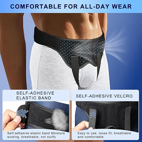 Miniatura 6 de Poedist Cinturón de soporte de hernia para hombres o mujeres para hernias inguinales dobles o deportivas con almohadillas extraíbles, cinturón