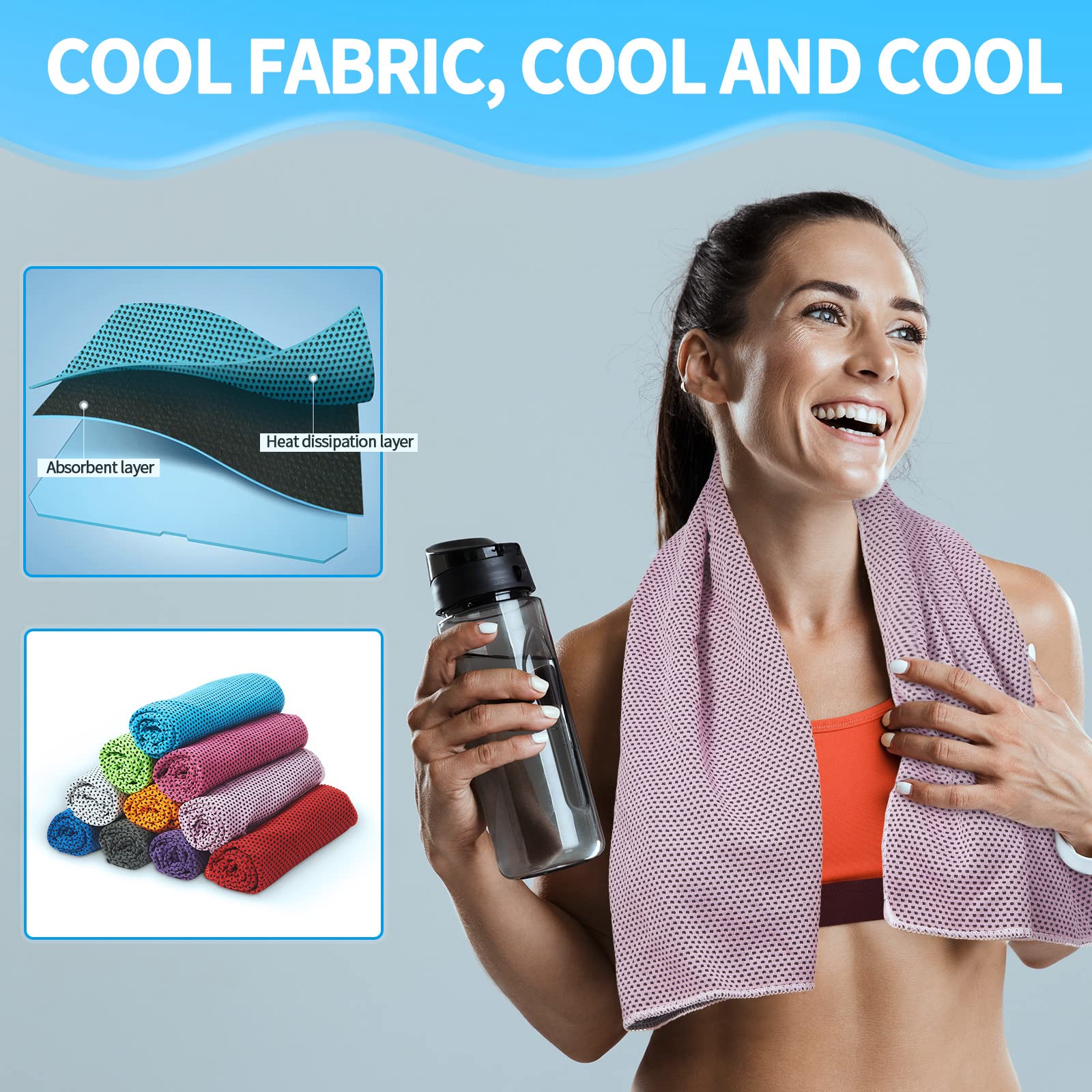 Honoson Asciugamano rinfrescante traspirante freddo per collo e viso, asciugamano in microfibra per palestra, viaggi, yoga, campeggio, corsa, sport all'aria aperta (70 pezzi)