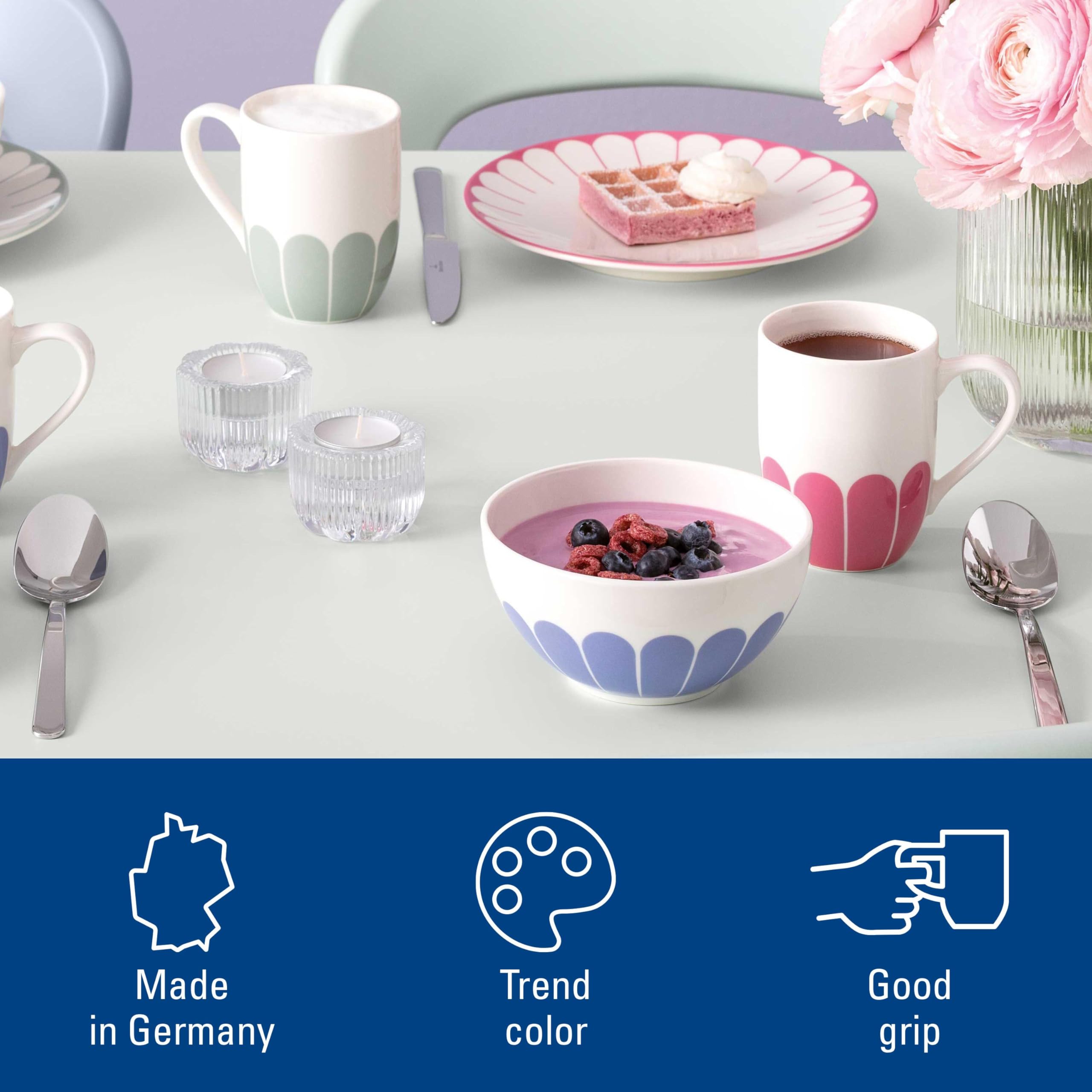 Villeroy & Boch - Fleur cassis kubek z uchem różowy, nadaje się do zmywarki i mikrofalówki, kubek do kawy i gorących napojów, filiżanka herbaty, kubek kawy, filiżanka kawy, porcelana Premium