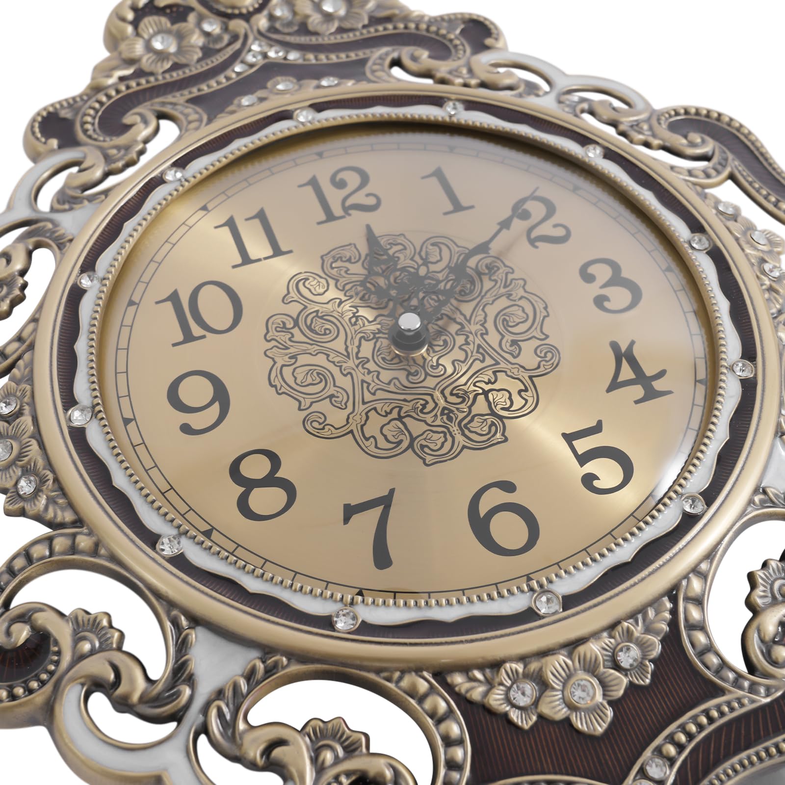 Reloj de Pared Dorado, Montado en la Pared Decorativo Estilo Retro Reloj de Pared Movimiento de Escaneo de Cuarzo Silencioso, para Salón y Oficina 37 x 63 cm