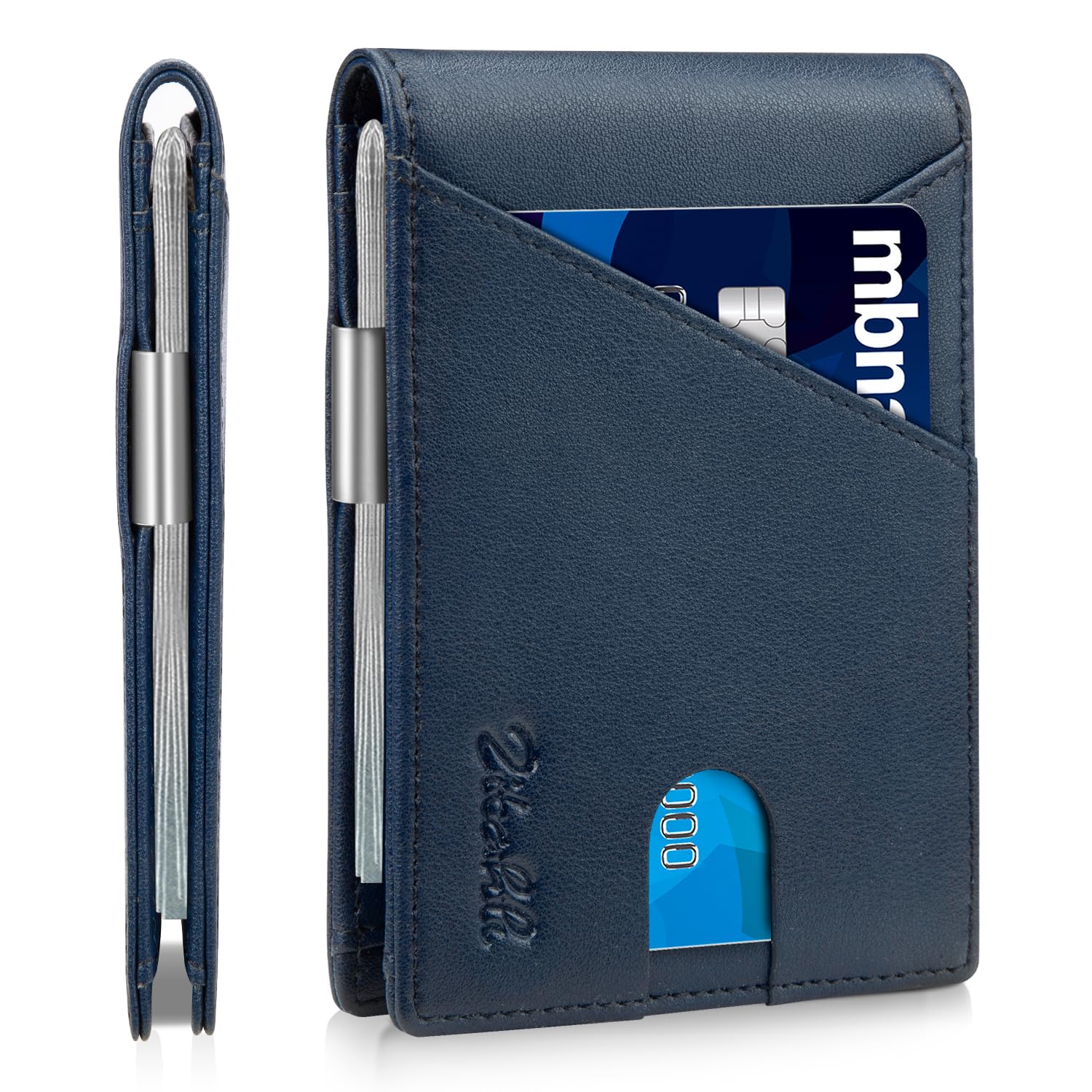 Zitahli Slim Wallet for Men,RFID Blocking Leather Bifold with Money Clip | Minimalist Front Pocket Design, Holds 12 Cards, RFID Protection, Gifts for Men on Birthdays, Father’s Day, and Christmas