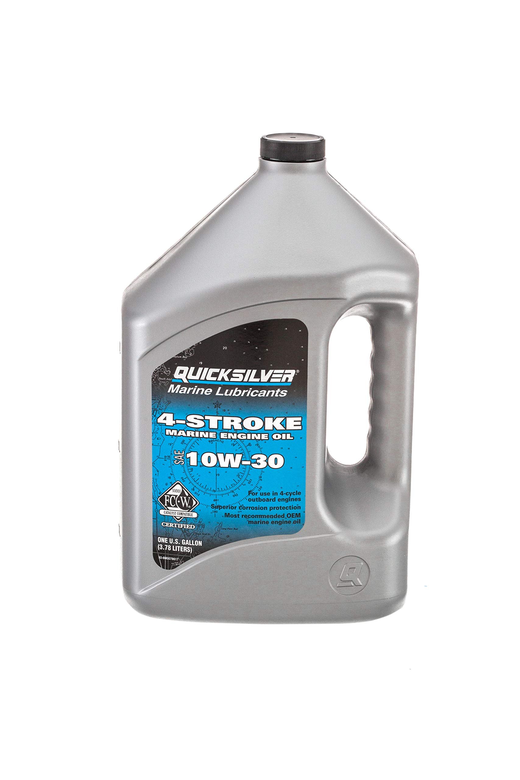 Quicksilver 8M0086221 4-Takt-Schiffsöl – Für Außenbord-, Z-Antrieb- & Innenbordmotoren – SAE 10W-30 Mineralisch – 4 Liter, Silber